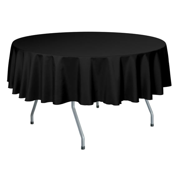 Ultimate Textile (3 Pack) 84-Inch Round Polyester Linen Tablecloth - for Wedding, Restaurant or Banquet use, Black