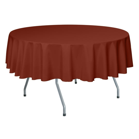 Ultimate Textile (3 Pack) 84-Inch Round Polyester Linen Tablecloth - for Wedding, Restaurant or Banquet use, Burnt Orange