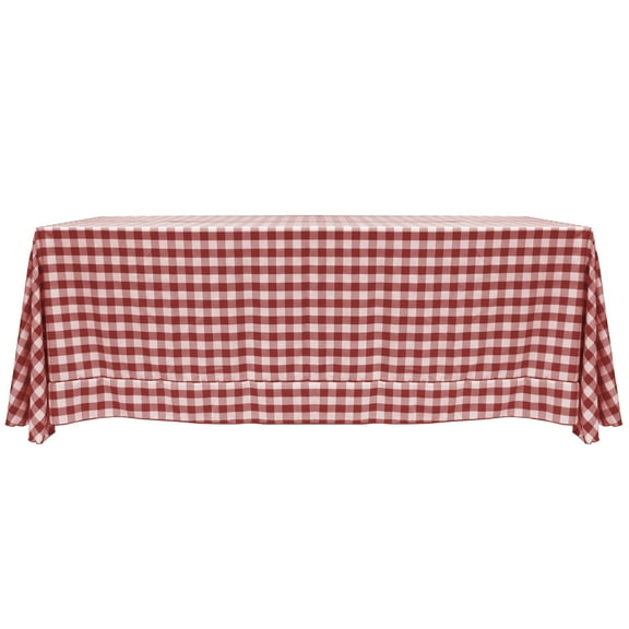 Ultimate Textile (3 Pack) 90 x 132-Inch Rectangular Polyester Gingham Checkered Tablecloth - for Picnic, Outdoor or Indoor Party use, Burgundy and White