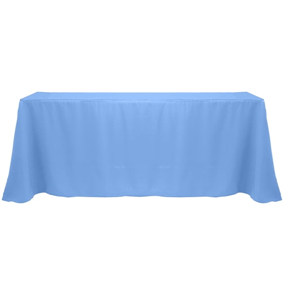 Ultimate Textile (3 Pack) 90 x 132-Inch Rectangular Polyester Linen Tablecloth with Rounded Corners - for Wedding, Restaurant or Banquet use, Light Baby Blue