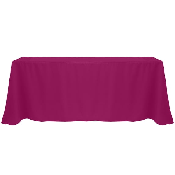 Ultimate Textile (3 Pack) 90 x 156-Inch Rectangular Polyester Linen Tablecloth with Rounded Corners - for Wedding, Restaurant or Banquet use, Raspberry Red
