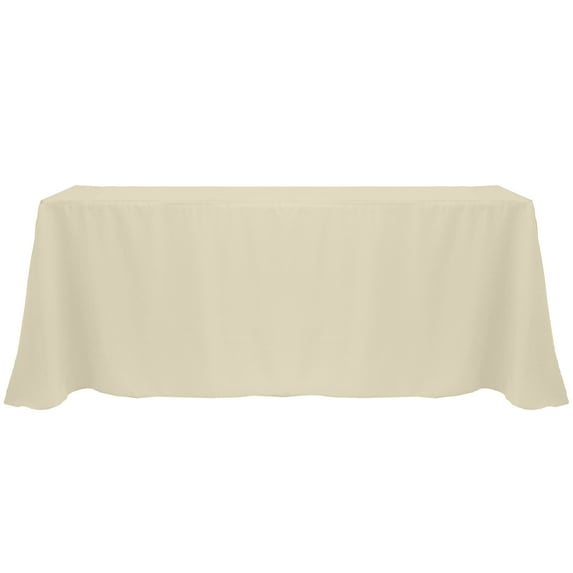 Ultimate Textile (3 Pack) 90 x 156-Inch Rectangular Polyester Linen Tablecloth with Rounded Corners - for Wedding, Restaurant or Banquet use, Tan Beige