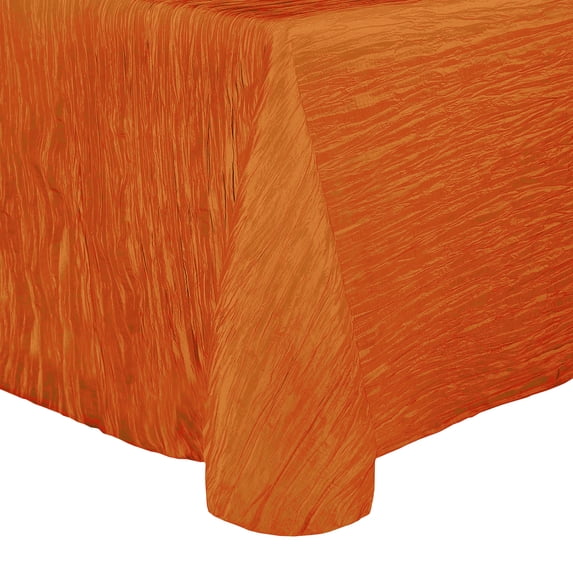 Ultimate Textile (3 Pack) Crinkle Taffeta - Delano 90 x 132-Inch Rectangular Tablecloth - for Party, Wedding, Home Dining, Hotel and Catering use, Fire Orange
