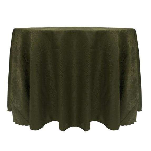 Ultimate Textile (3 Pack) Damask Kenya 102-Inch Round Tablecloth - Home Dining Collection - Snakeskin Jacquard Design, Jungle Green