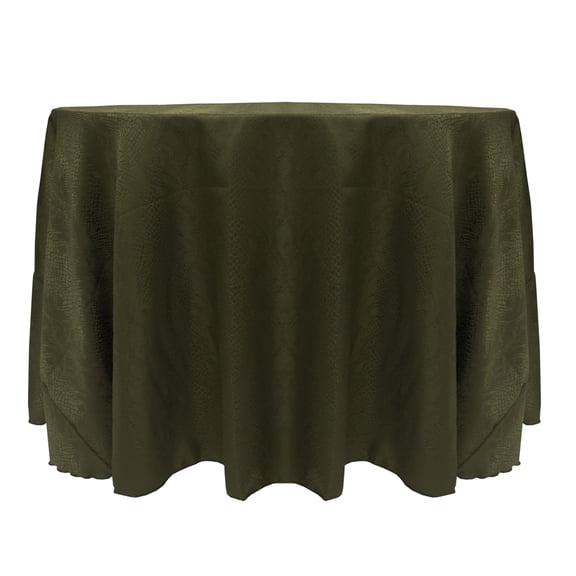 Ultimate Textile (3 Pack) Damask Kenya 114-Inch Round Tablecloth - Home Dining Collection - Snakeskin Jacquard Design, Jungle Green