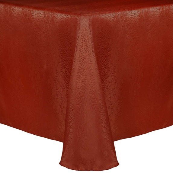 Ultimate Textile (3 Pack) Damask Kenya 60 x 84-Inch Oval Tablecloth - Home Dining Collection - Snakeskin Jacquard Design, Sienna Burnt Orange