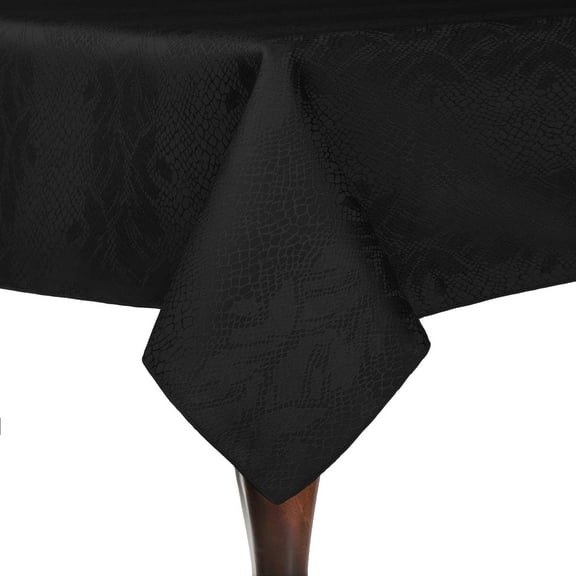 Ultimate Textile (3 Pack) Damask Kenya 72 x 72-Inch Square Tablecloth - Home Dining Collection - Snakeskin Jacquard Design, Black