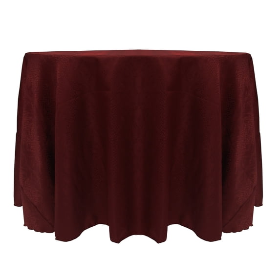 Ultimate Textile (3 Pack) Damask Kenya 84-Inch Round Tablecloth - Home Dining Collection - Snakeskin Jacquard Design, Bordeaux Red