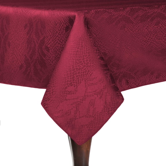 Ultimate Textile (3 Pack) Damask Kenya 84 x 84-Inch Square Tablecloth - Home Dining Collection - Snakeskin Jacquard Design, Bordeaux Red