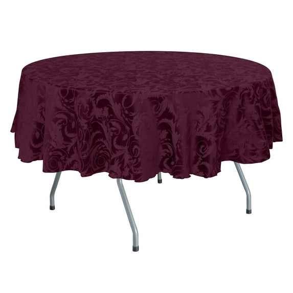 Ultimate Textile (3 Pack) Damask Melrose 72-Inch Round Tablecloth - Home Dining Collection - Floral Leaf Scroll Jacquard Design, Burgundy