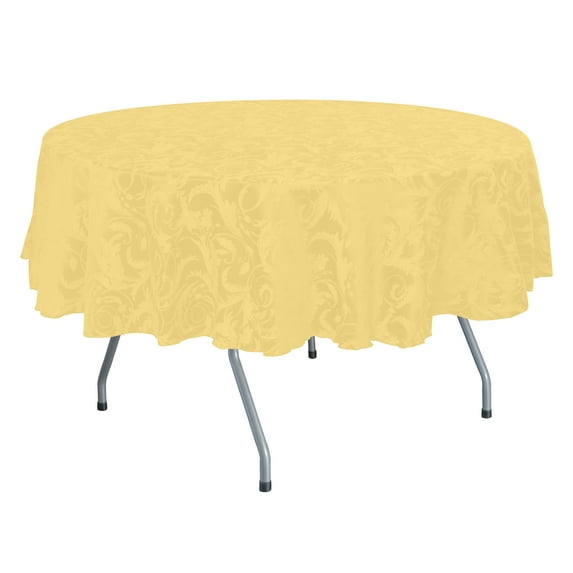 Ultimate Textile (3 Pack) Damask Melrose 72-Inch Round Tablecloth - Home Dining Collection - Floral Leaf Scroll Jacquard Design, Gold