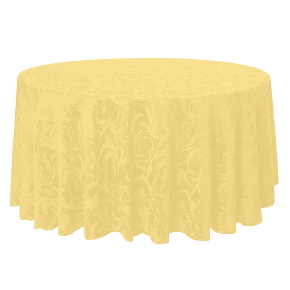 Ultimate Textile (3 Pack) Damask Melrose 90-Inch Round Tablecloth - Home Dining Collection - Floral Leaf Scroll Jacquard Design, Gold