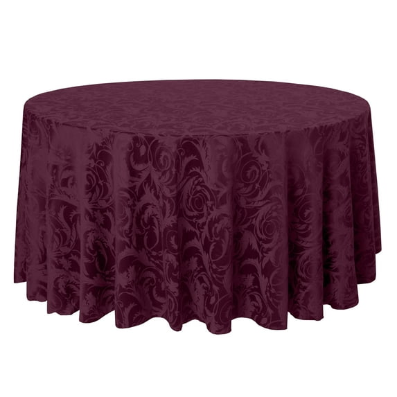 Ultimate Textile (3 Pack) Damask Melrose 96-Inch Round Tablecloth - Home Dining Collection - Floral Leaf Scroll Jacquard Design, Burgundy