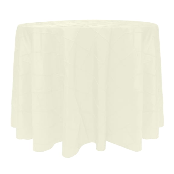 Ultimate Textile (3 Pack) Embroidered Pintuck Taffeta 102-Inch Round Tablecloth Ivory Cream