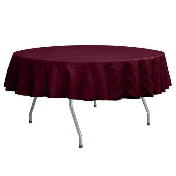 Ultimate Textile (3 Pack) Embroidered Pintuck Taffeta 60-Inch Round Tablecloth Garnet / Burgundy