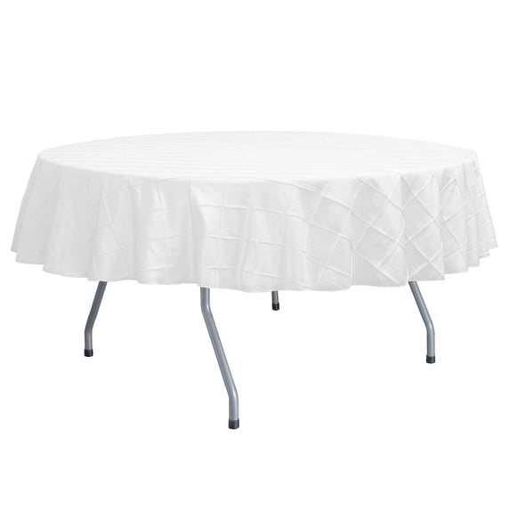 Ultimate Textile (3 Pack) Embroidered Pintuck Taffeta 60-Inch Round Tablecloth White