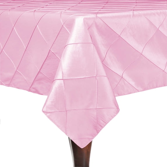 Ultimate Textile (3 Pack) Embroidered Pintuck Taffeta 60 x 108-Inch Rectangle Tablecloth Bubble Gum Pink