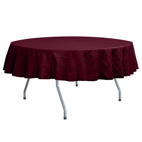Ultimate Textile (3 Pack) Embroidered Pintuck Taffeta 72-Inch Round Tablecloth Garnet / Burgundy