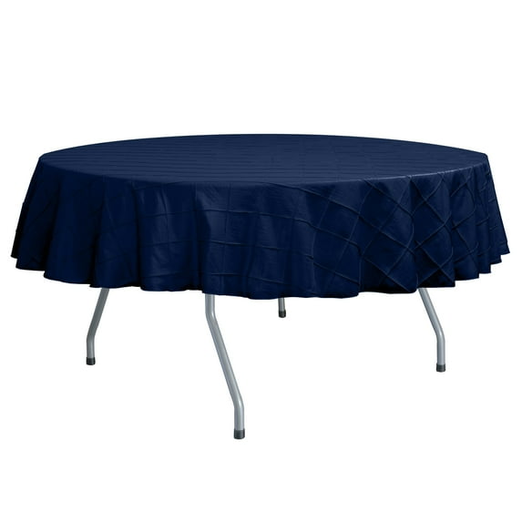 Ultimate Textile (3 Pack) Embroidered Pintuck Taffeta 72-Inch Round Tablecloth Royal Blue