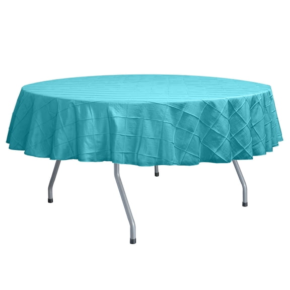 Ultimate Textile (3 Pack) Embroidered Pintuck Taffeta 72-Inch Round Tablecloth Turquoise Blue