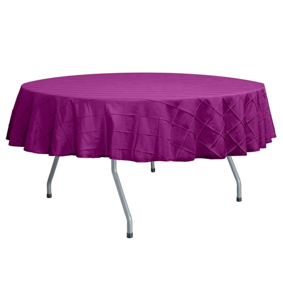 Ultimate Textile (3 Pack) Embroidered Pintuck Taffeta 84-Inch Round Tablecloth Raspberry