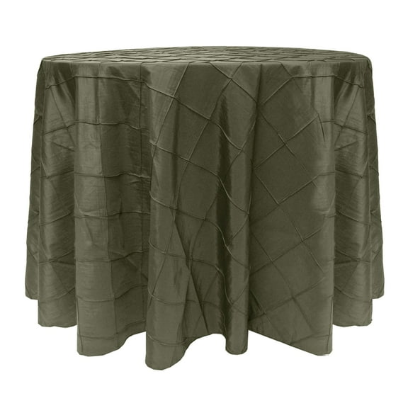 Ultimate Textile (3 Pack) Embroidered Pintuck Taffeta 90-Inch Round Tablecloth Aspen Mist