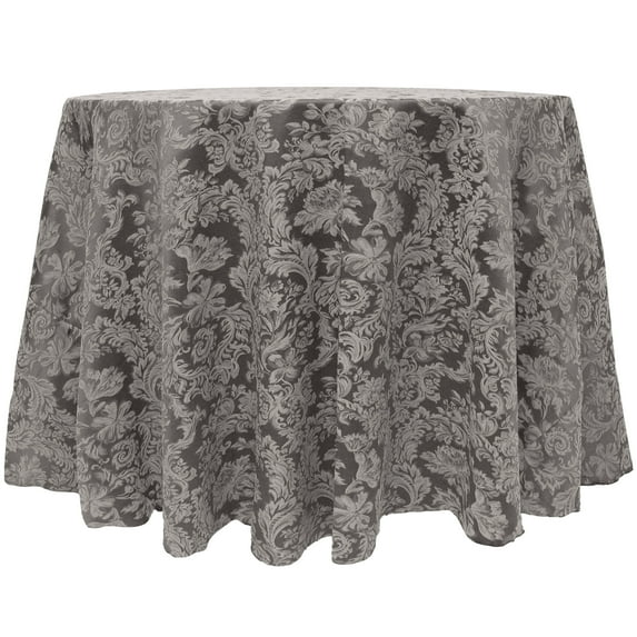 Ultimate Textile (3 Pack) Miranda 108-Inch Round Damask Tablecloth - Jacquard Weave, Pewter Grey