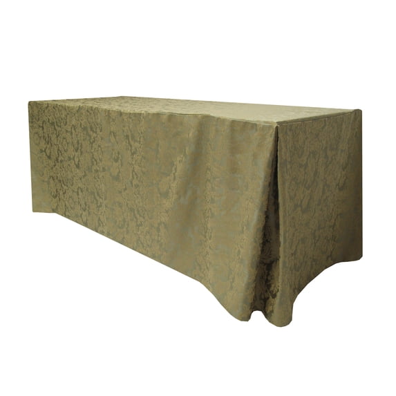 Ultimate Textile (3 Pack) Miranda 8 ft. Damask Fitted Tablecloth - for 30 x 96-Inch Banquet and Folding Rectangular Tables - 36"H, Sage Green