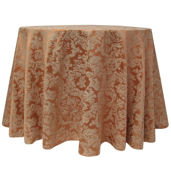 Ultimate Textile (3 Pack) Miranda 84-Inch Round Damask Tablecloth - Jacquard Weave, Sienna Burnt Orange