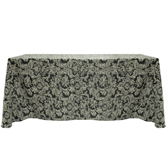Ultimate Textile (3 Pack) Miranda 90 x 156-Inch Rectangular Damask Tablecloth - Jacquard Weave, Black