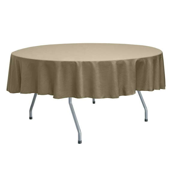 Ultimate Textile (3 Pack) Reversible Shantung Satin - Majestic 84-Inch Round Tablecloth - for Weddings, Home Parties and Special Event use, Cafe Khaki