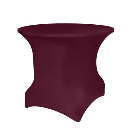 Ultimate Textile (3 Pack) Round Fitted Stretch Spandex Table Cover - for 30 and 36-Inch Round Tables, Burgundy Red