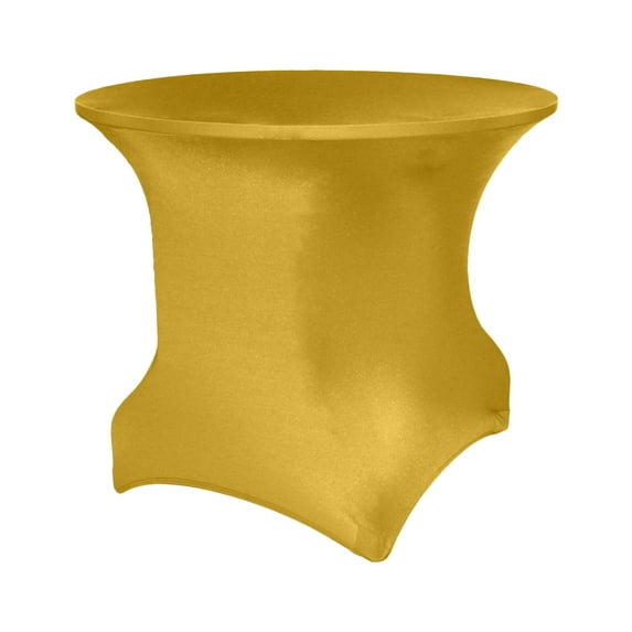Ultimate Textile (3 Pack) Round Fitted Stretch Spandex Table Cover - for 30 and 36-Inch Round Tables, Gold