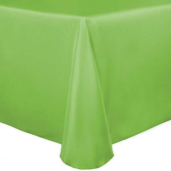 Ultimate Textile (3 Pack) Satin 70 x 104-Inch Oval Tablecloth - for Home Dining Tables, Apple Green