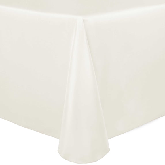 Ultimate Textile (3 Pack) Satin 90 x 132-Inch Rectangular Tablecloth - for Wedding, Special Event or Banquet use, Ivory Cream