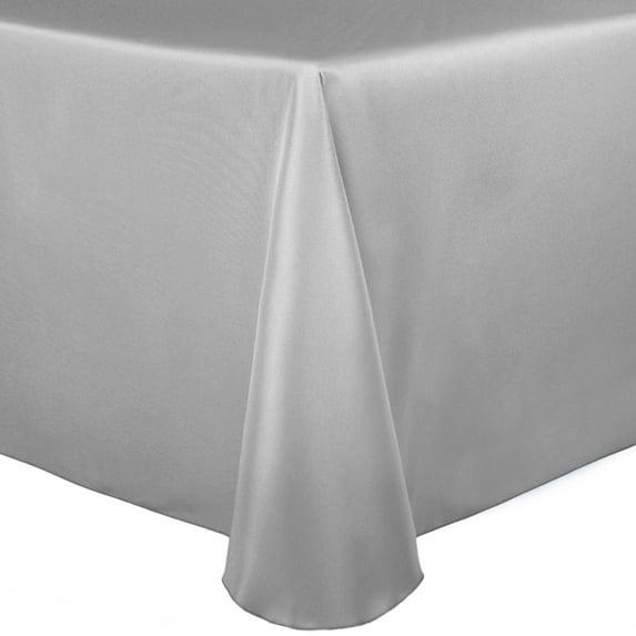 Ultimate Textile (3 Pack) Satin 90 x 156-Inch Rectangular Tablecloth - for Wedding, Special Event or Banquet use, Silver Grey