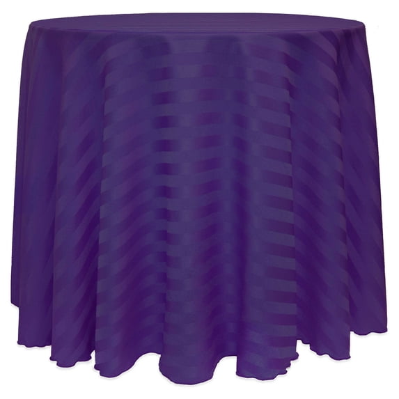 Ultimate Textile (3 Pack) Satin-Stripe 102-Inch Round Tablecloth - for Wedding and Catering, Hotel or Home Dining use, Purple