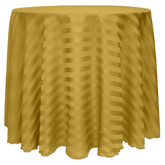 Ultimate Textile (3 Pack) Satin-Stripe 108-Inch Round Tablecloth - for Wedding and Catering, Hotel or Home Dining use, Gold