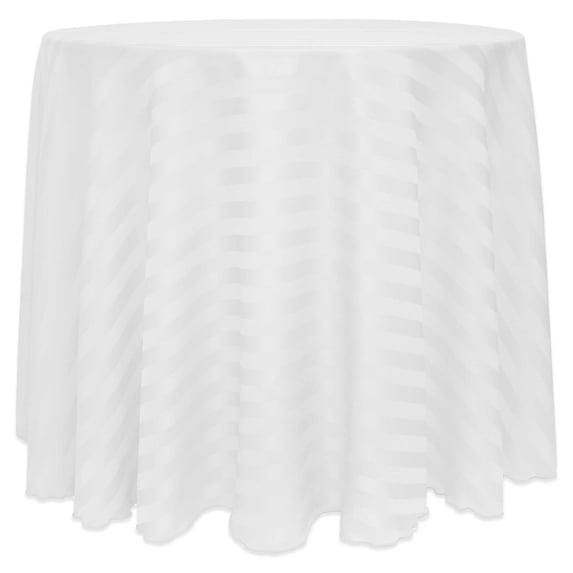 Ultimate Textile (3 Pack) Satin-Stripe 108-Inch Round Tablecloth - for Wedding and Catering, Hotel or Home Dining use, White