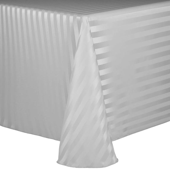 Ultimate Textile (3 Pack) Satin-Stripe 108 x 132-Inch Rectangular Tablecloth - for Wedding and Catering, Hotel or Home Dining use, Silver Grey