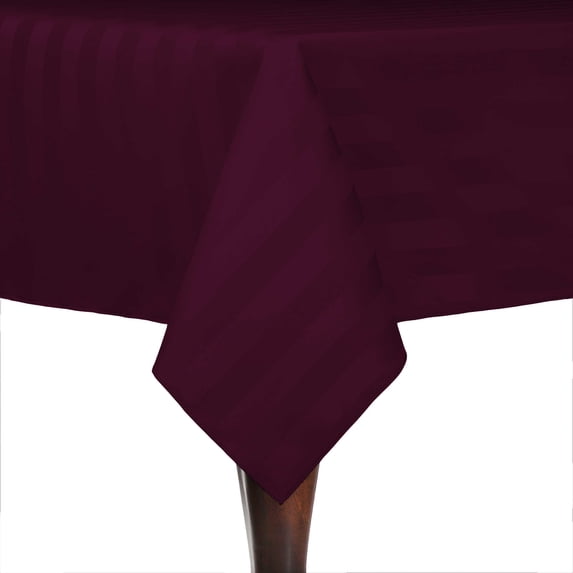 Ultimate Textile (3 Pack) Satin-Stripe 52 x 70-Inch Rectangular Tablecloth - for Wedding and Catering, Hotel or Home Dining use, Aubergine Eggplant