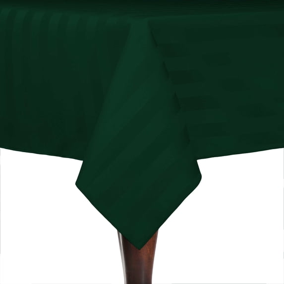 Ultimate Textile (3 Pack) Satin-Stripe 52 x 70-Inch Rectangular Tablecloth - for Wedding and Catering, Hotel or Home Dining use, Forest Green