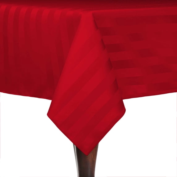 Ultimate Textile (3 Pack) Satin-Stripe 52 x 70-Inch Rectangular Tablecloth - for Wedding and Catering, Hotel or Home Dining use, Red