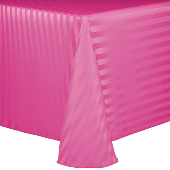 Ultimate Textile (3 Pack) Satin-Stripe 54 x 96-Inch Oval Tablecloth - for Home Dining Tables, Raspberry Red