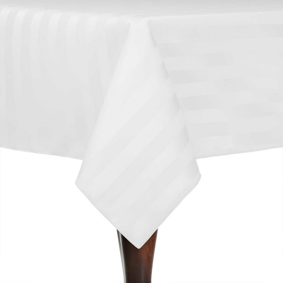 Ultimate Textile (3 Pack) Satin-Stripe 54 x 96-Inch Rectangular Tablecloth - for Wedding and Catering, Hotel or Home Dining use, White