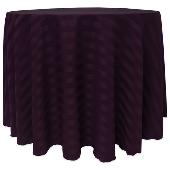 Ultimate Textile (3 Pack) Satin-Stripe 60-Inch Round Tablecloth - for Wedding and Catering, Hotel or Home Dining use, Aubergine Eggplant