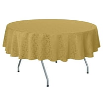 Ultimate Textile (3 Pack) Saxony 102-Inch Round Damask Tablecloth - Jacquard Weave Emblem Crest Design, Gold