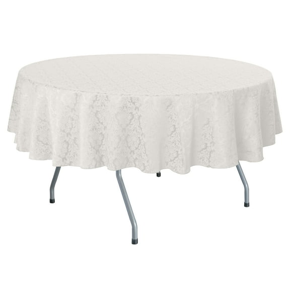 Ultimate Textile (3 Pack) Saxony 108-Inch Round Damask Tablecloth - Jacquard Weave Emblem Crest Design, White
