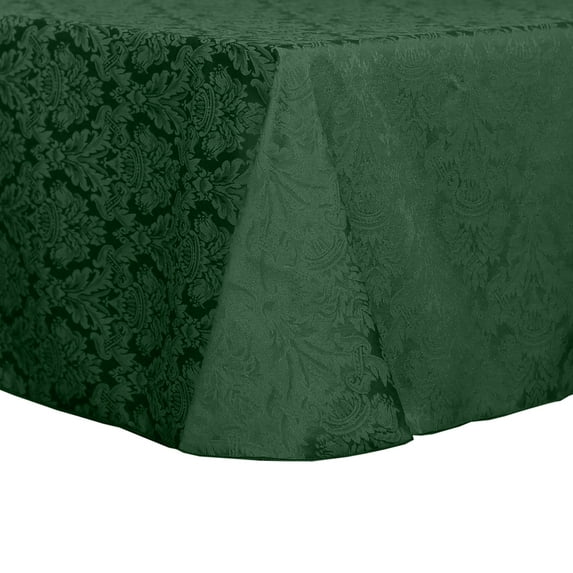 Ultimate Textile (3 Pack) Saxony 108 x 156-Inch Rectangular Damask Tablecloth - Jacquard Weave Emblem Crest Design, Hunter Green