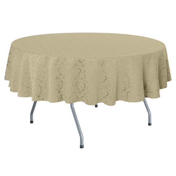 Ultimate Textile (3 Pack) Saxony 60-Inch Round Damask Tablecloth - Jacquard Weave Emblem Crest Design, Cafe